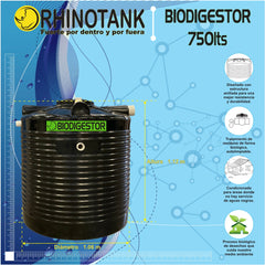 Biodigestor RHINOTANK 750 Lts para tratar aguas negras, Autolimpiable.   6 Personas.