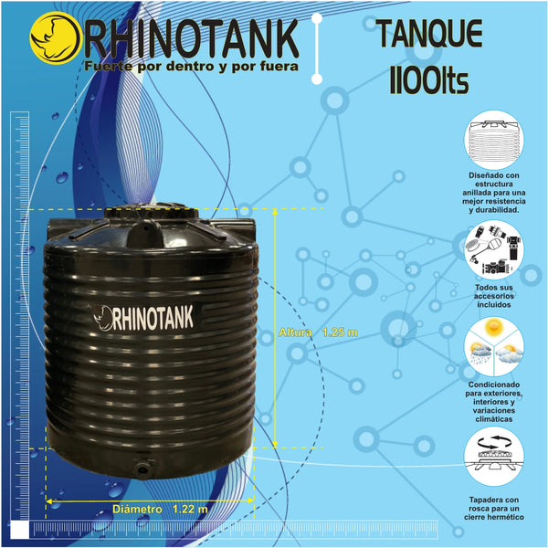 Tinaco Bicapa RHINOTANK 1100 Lts